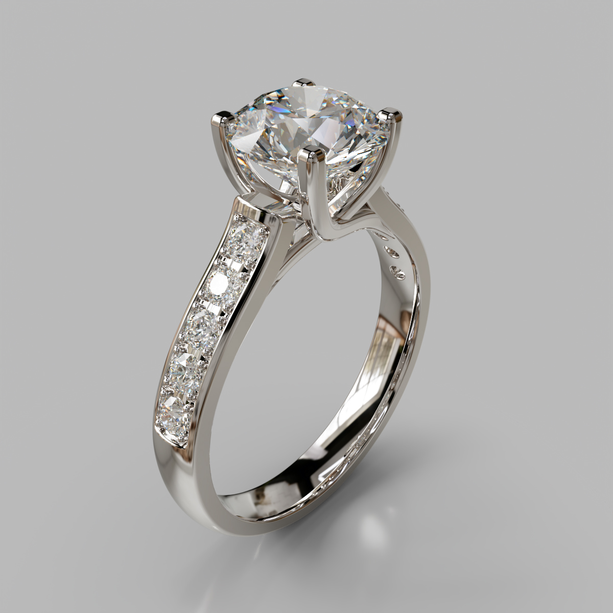 Round Cut Cross Prong Moissanite Engagement Ring