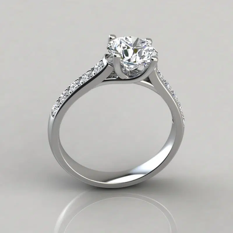 Solid Gold Round Cut Cross Prong Moissanite Engagement Ring