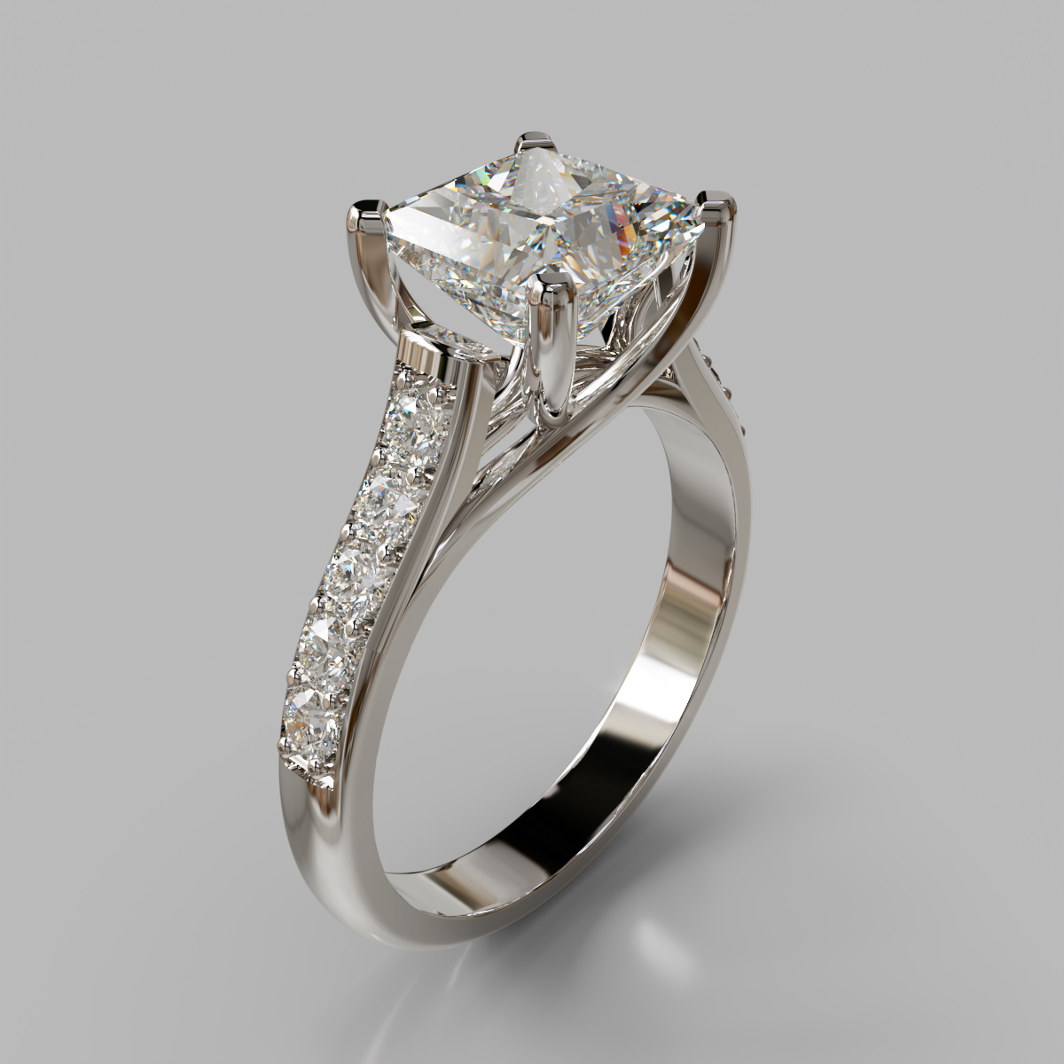 Princess Cut Cross Prong Moissanite Engagement Ring