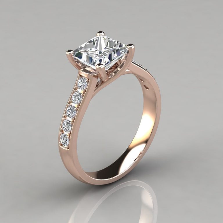 Princess-Cut Cross Prong Moissanite Engagement Ring