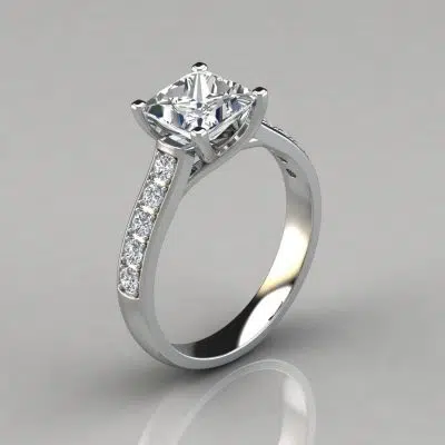 Princess Cut Cross Prong Moissanite Engagement Ring