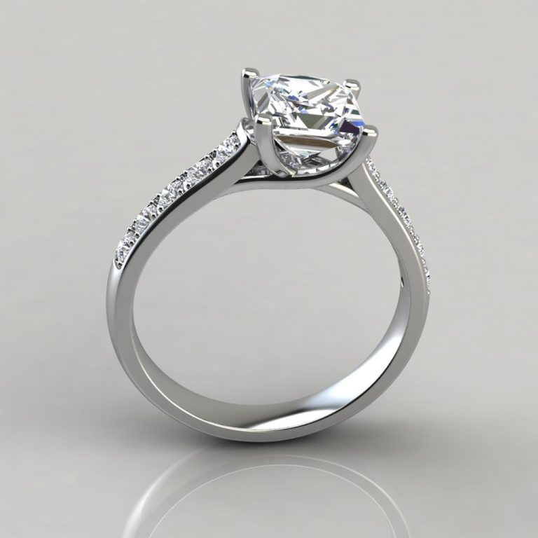 Princess-Cut Cross Prong Moissanite Engagement Ring