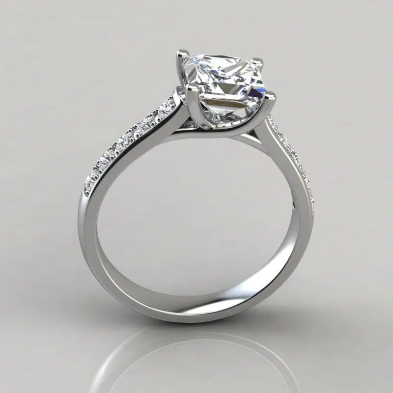 Princess Cut Cross Prong Moissanite Engagement Ring