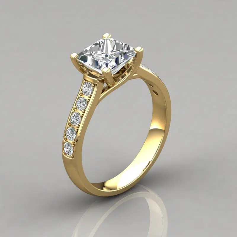 Princess Cut Cross Prong Moissanite Engagement Ring