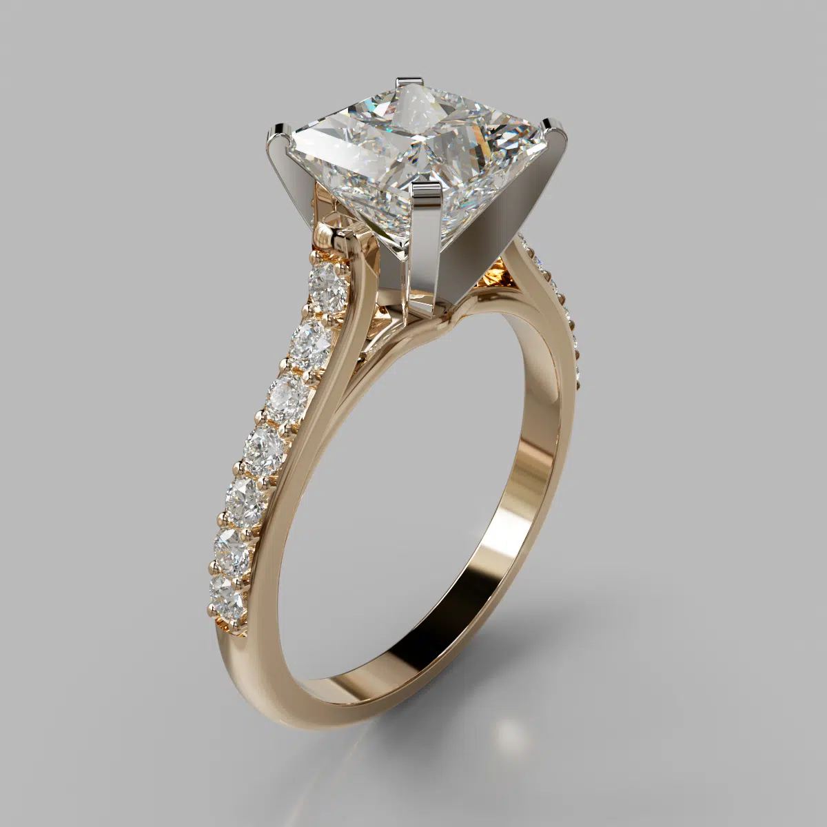 Tall Cathedral Princess Cut Moissanite Engagement Ring Tall Cathedral Princess Cut Moissanite Engagement Ring