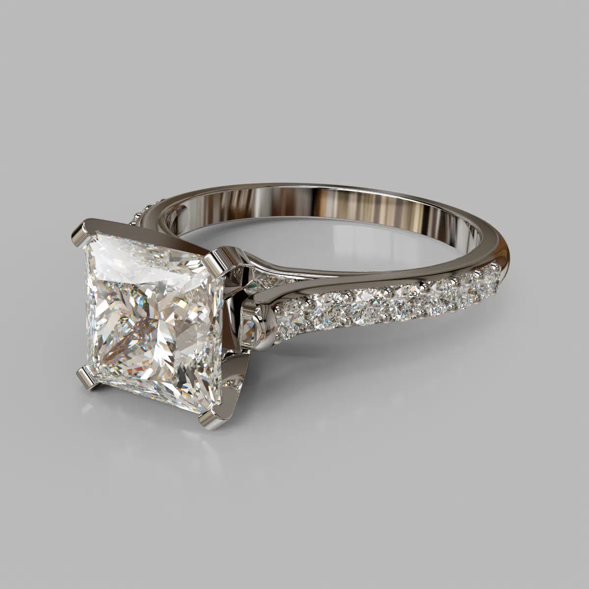 Tall Cathedral Princess Cut Moissanite Engagement Ring Tall Cathedral Princess Cut Moissanite Engagement Ring