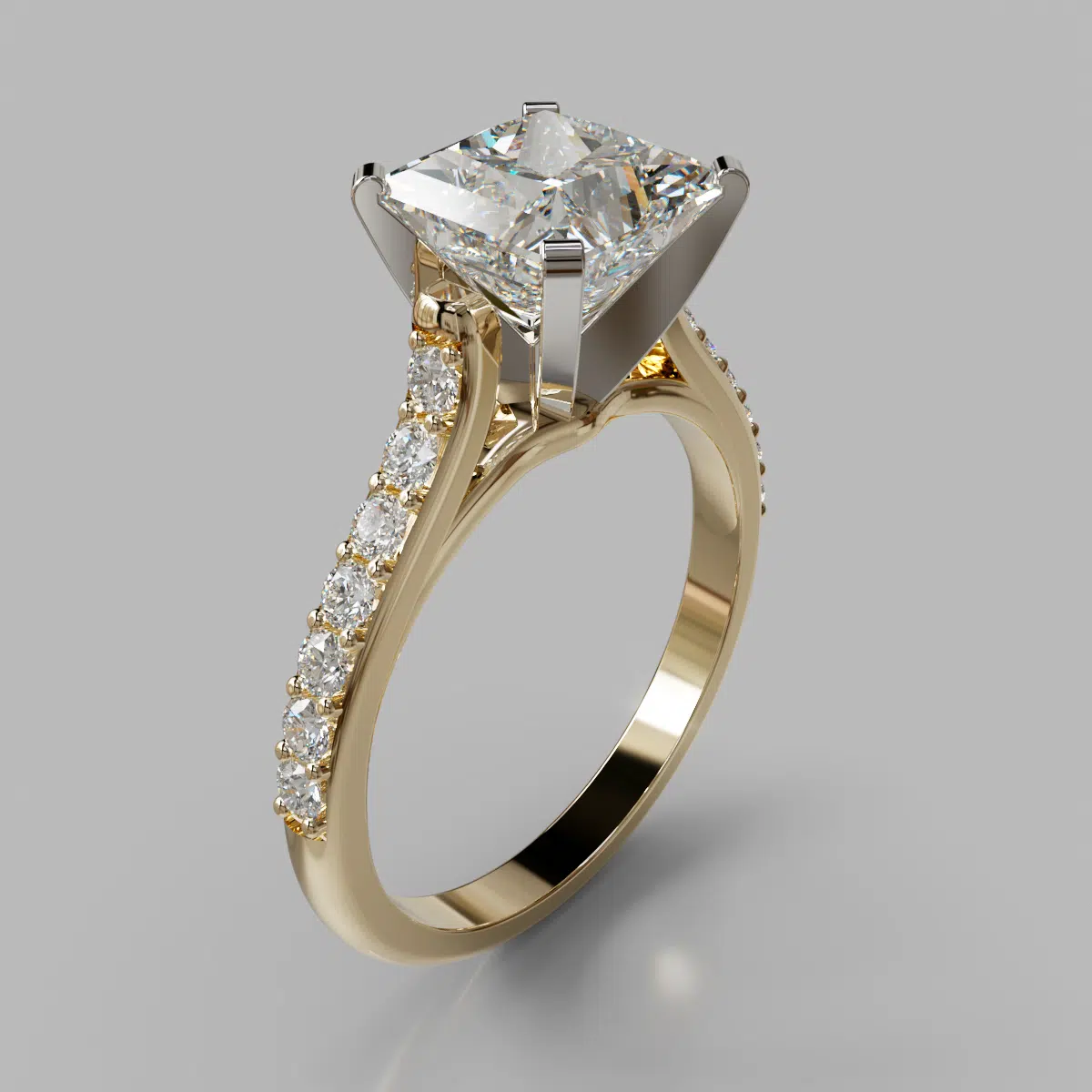 Tall Cathedral Princess Cut Moissanite Engagement Ring Tall Cathedral Princess Cut Moissanite Engagement Ring