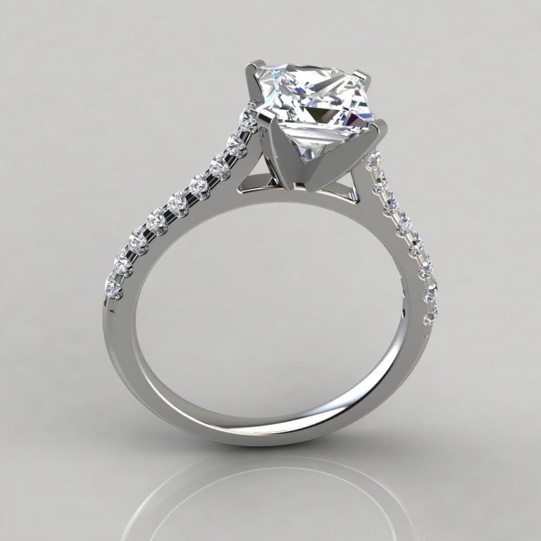 Tall Cathedral Princess Cut Moissanite Engagement Ring | Forever Moissanite