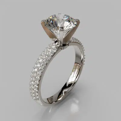 Trio Micro Pave Moissanite Engagement Ring Trio Micro Pave Moissanite Engagement Ring