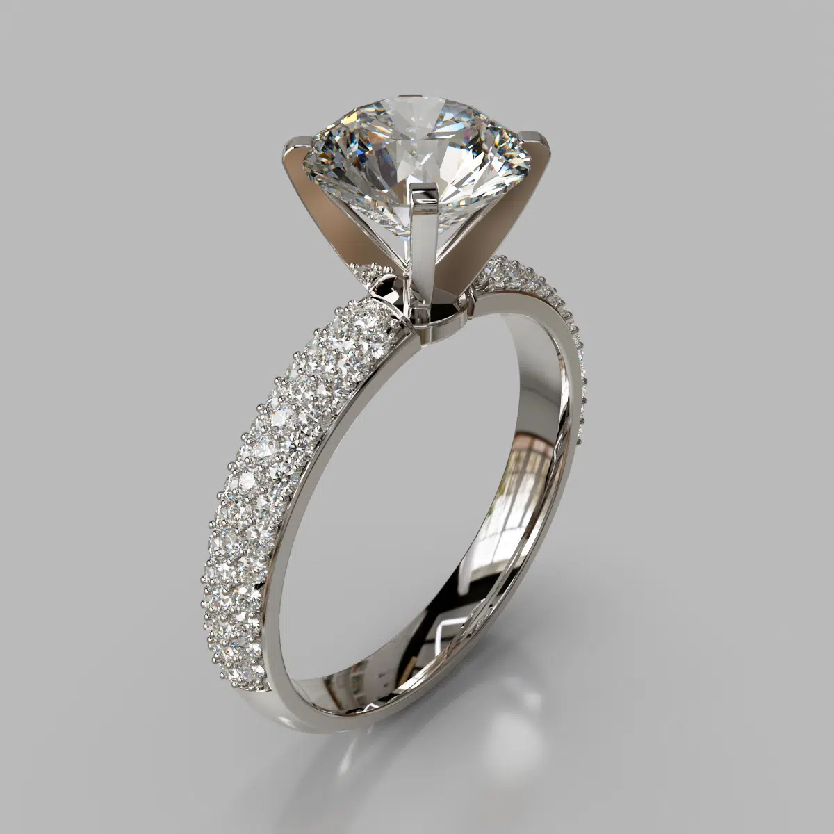 Trio Micro Pave Moissanite Engagement Ring Trio Micro Pave Moissanite Engagement Ring