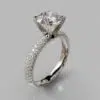 Trio Micro Pave Moissanite Engagement Ring