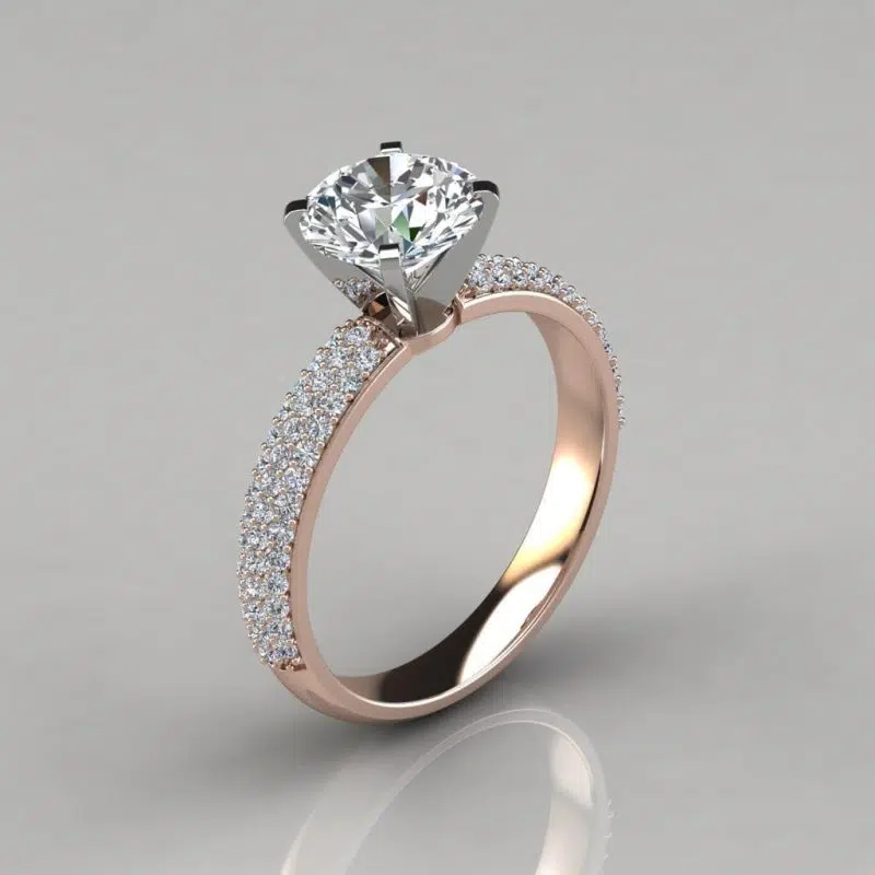 Trio Micro Pave Moissanite Engagement Ring
