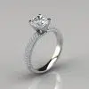 Trio Micro Pave Moissanite Engagement Ring