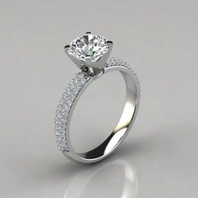 Trio Micro Pave Moissanite Engagement Ring