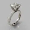 Wide Micro Pave Princess Cut Moissanite Engagement Ring
