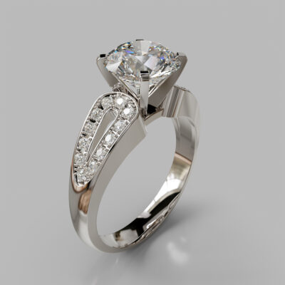 Vintage Style Split Shank Moissanite Engagement Ring