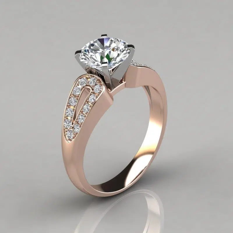 Vintage Style Split Shank Moissanite Engagement Ring