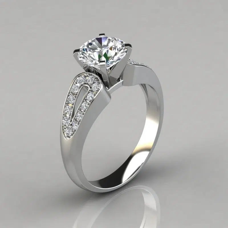 Vintage Style Split Shank Moissanite Engagement Ring