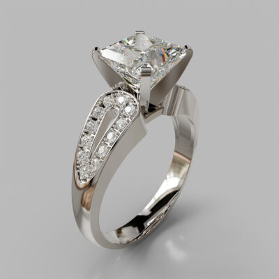 Vintage Design Split Shank Moissanite Engagement Ring