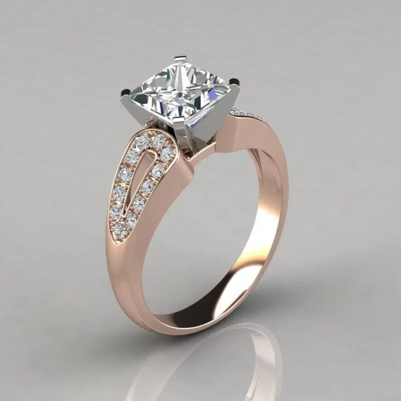 Vintage Design Split Shank Moissanite Engagement Ring