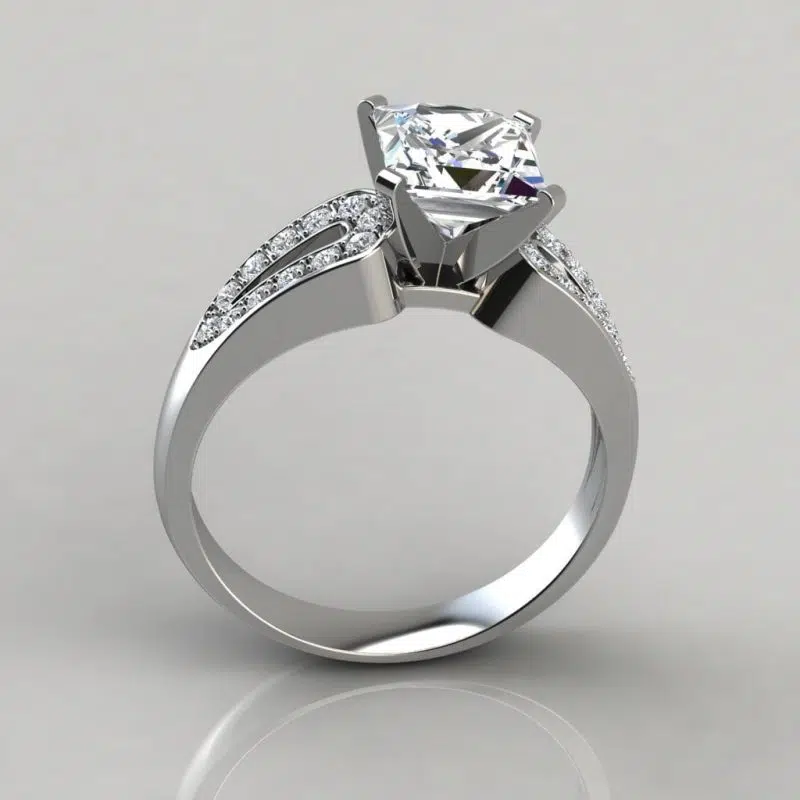 Vintage Design Split Shank Moissanite Engagement Ring