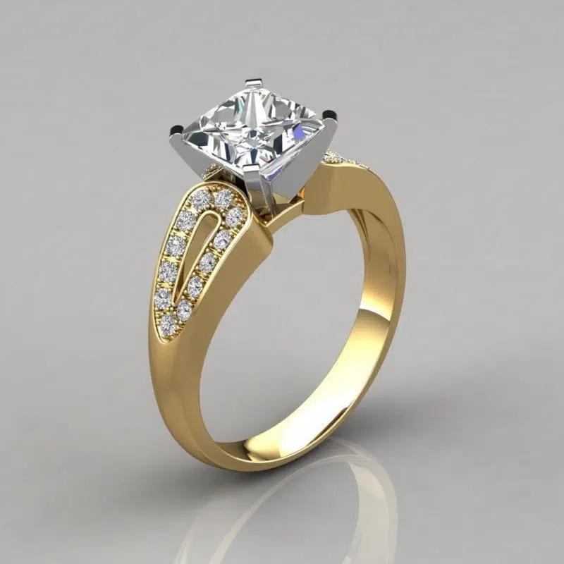 Vintage Design Split Shank Moissanite Engagement Ring