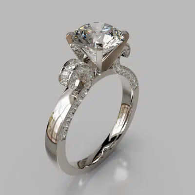 Vintage Floral Design Round Cut Moissanite Engagement Ring Vintage Floral Design Round Cut Moissanite Engagement Ring