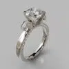 Vintage Floral Design Round Cut Moissanite Engagement Ring