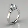Vintage Floral Design Round Cut Moissanite Engagement Ring