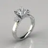 Vintage Floral Design Princess Cut Moissanite Engagement Ring