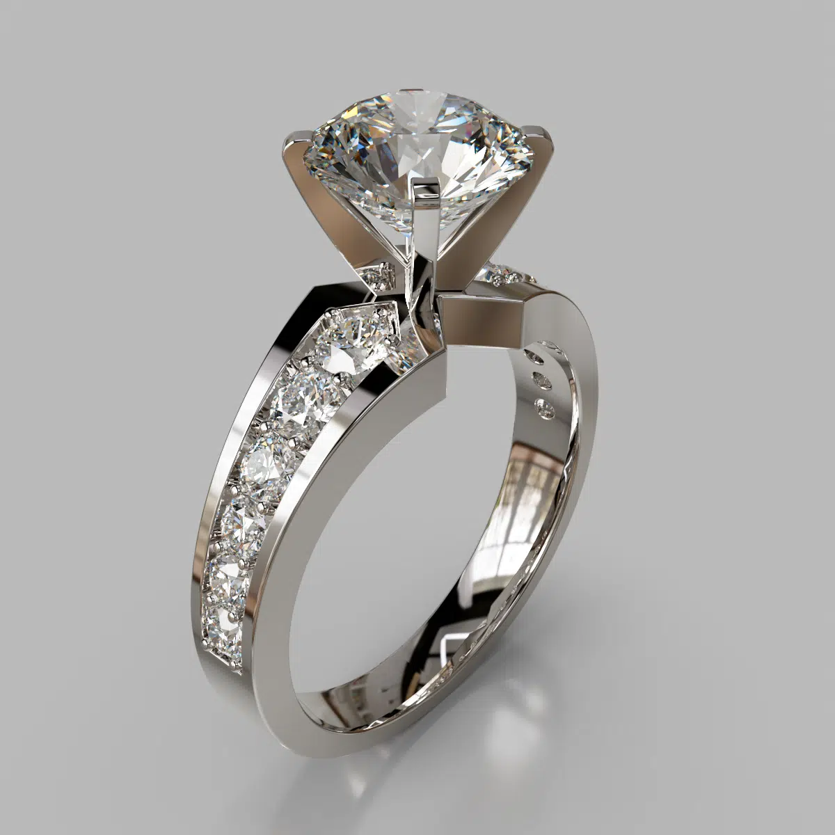 Graduated Pave Round Cut Moissanite Engagement Ring Graduated Pave Round Cut Moissanite Engagement Ring