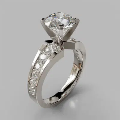 Graduated Pave Round Cut Moissanite Engagement Ring Graduated Pave Round Cut Moissanite Engagement Ring