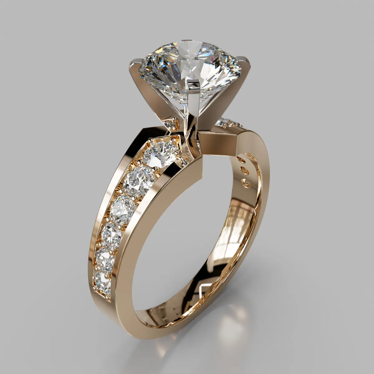 Graduated Pave Round Cut Moissanite Engagement Ring Graduated Pave Round Cut Moissanite Engagement Ring