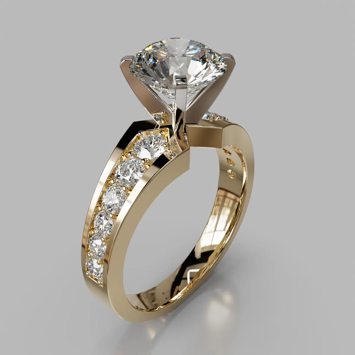 Graduated Pave Round Cut Moissanite Engagement Ring Graduated Pave Round Cut Moissanite Engagement Ring