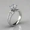 Graduated Pave Round Cut Moissanite Engagement Ring