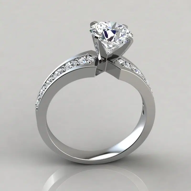 Graduated Pave Round Cut Moissanite Engagement Ring