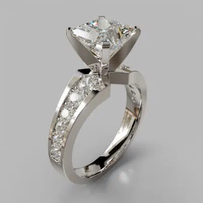 Graduated Pave Princess Cut Moissanite Engagement Ring Graduated Pave Princess Cut Moissanite Engagement Ring