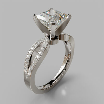 Split Shank Moissanite Engagement Ring With Accents