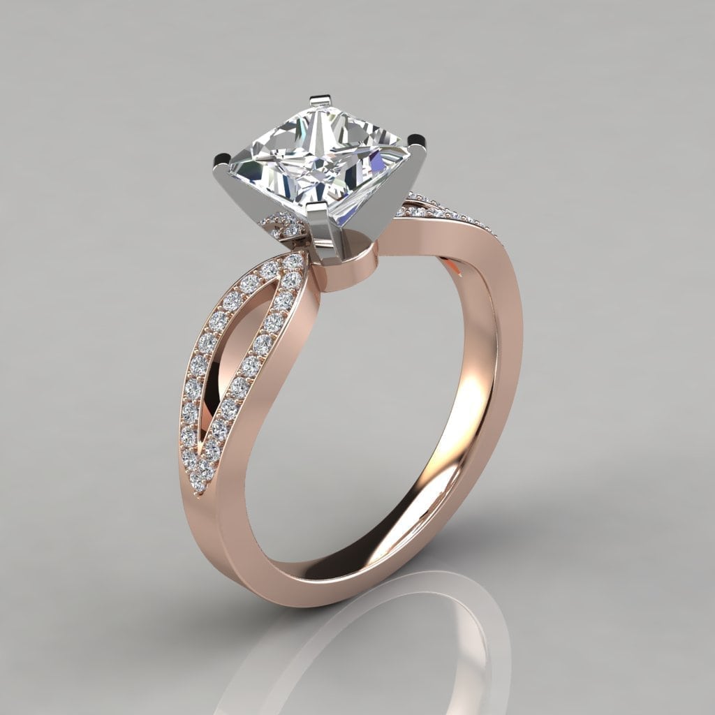 Split Shank Moissanite Engagement Ring With Accents | Forever Moissanite