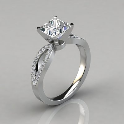 Split Shank Moissanite Engagement Ring With Accents