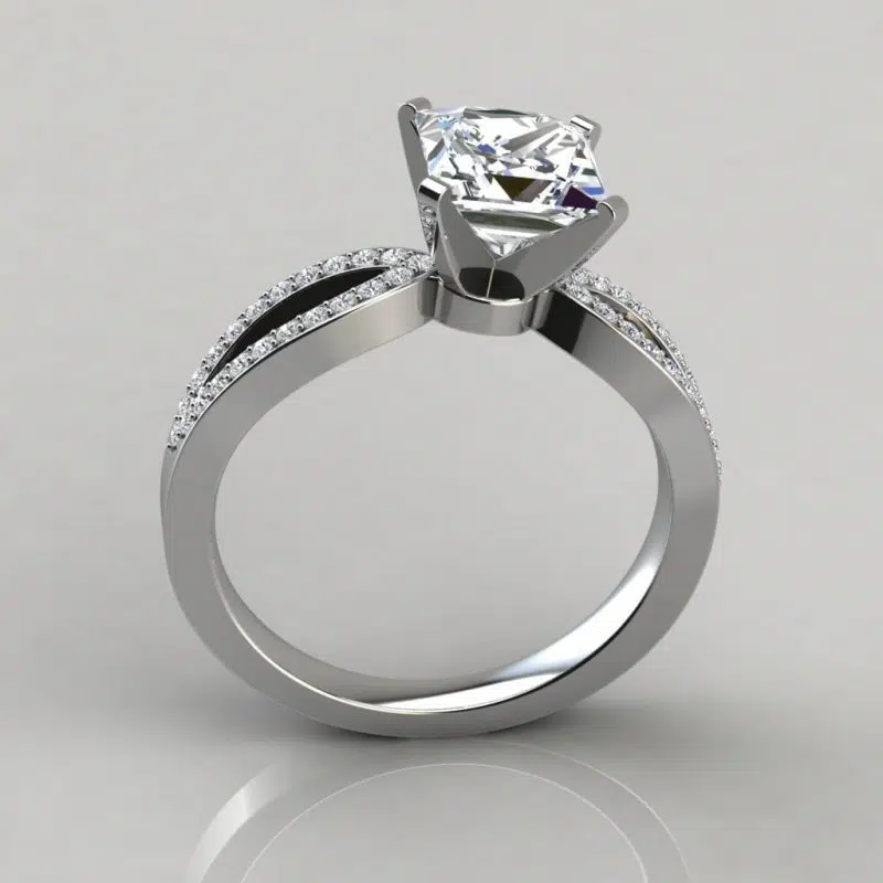Split Shank Moissanite Engagement Ring With Accents