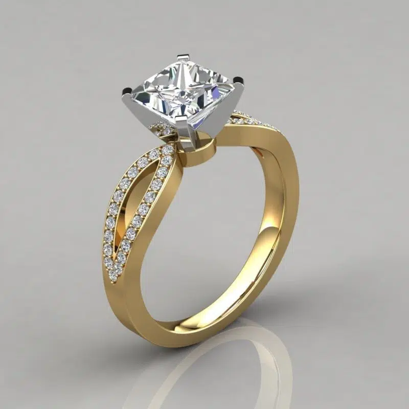 Split Shank Moissanite Engagement Ring With Accents