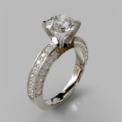 Three Sided Pave Round Cut Moissanite Engagement Ring Three Sided Pave Round Cut Moissanite Engagement Ring