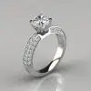 Three Sided Pave Moissanite Engagement Ring