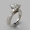 Princess Cut Three Sided Pave Moissanite Engagement Ring