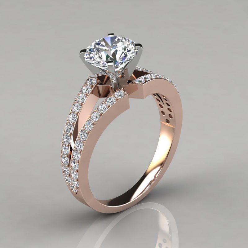 Buy quality Trio Split Shank Halo Diamond Engagement Ring in 14k Rose Gold  in Pune