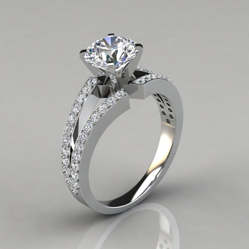 Classic Elegance Diamond Three-Stone Engagement Ring with Split Shank in  14K White Gold with Platinum Head (0.33ct. tw.) /CR289W
