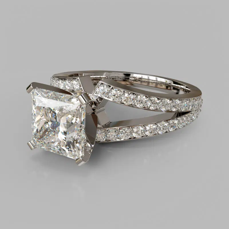 Split Shank Princess Cut Moissanite Engagement Ring - Forever Moissanite