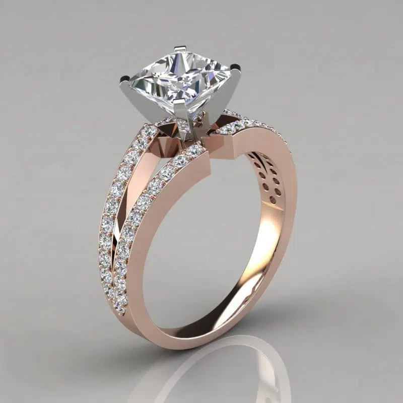 Split Shank Princess Cut Engagement Ring