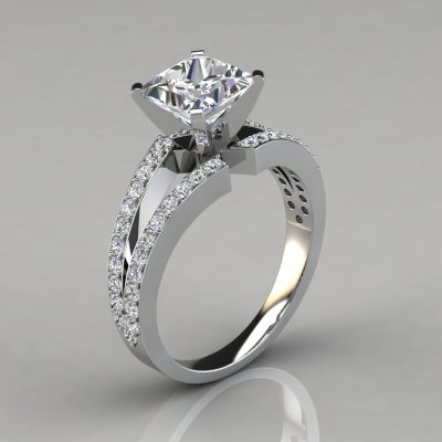 Split Shank Princess Cut Moissanite Engagement Ring